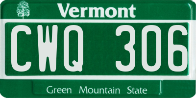 VT license plate CWQ306