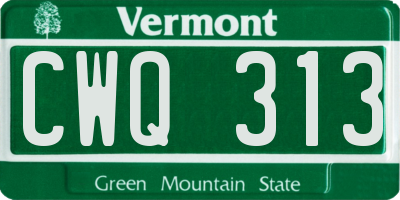 VT license plate CWQ313