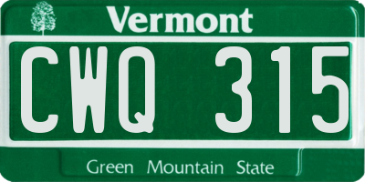 VT license plate CWQ315