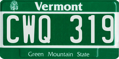 VT license plate CWQ319