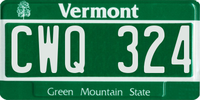 VT license plate CWQ324