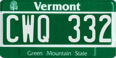 VT license plate CWQ332