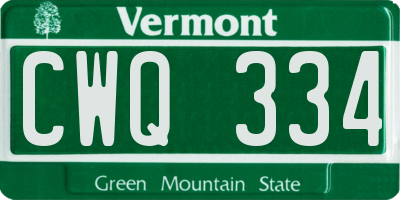 VT license plate CWQ334