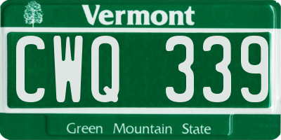 VT license plate CWQ339