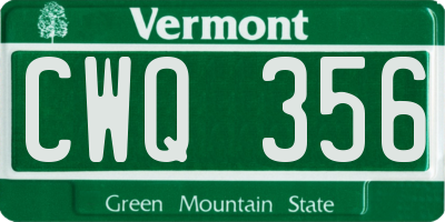 VT license plate CWQ356