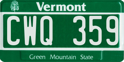 VT license plate CWQ359