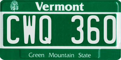 VT license plate CWQ360