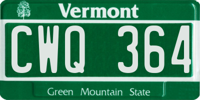 VT license plate CWQ364