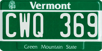 VT license plate CWQ369