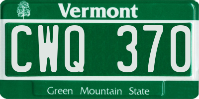 VT license plate CWQ370