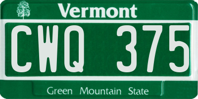 VT license plate CWQ375
