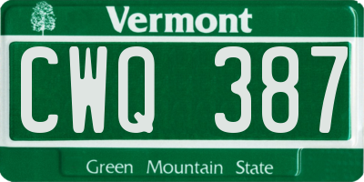 VT license plate CWQ387