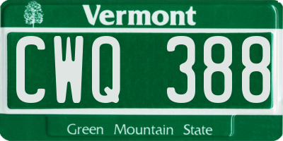 VT license plate CWQ388