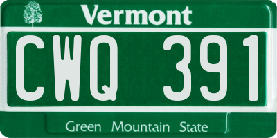 VT license plate CWQ391
