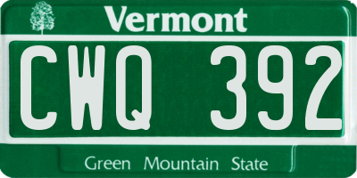 VT license plate CWQ392