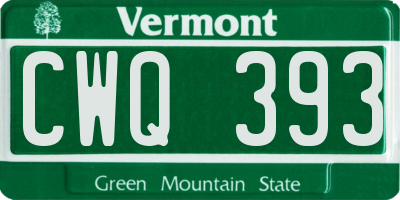 VT license plate CWQ393
