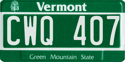 VT license plate CWQ407