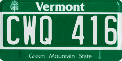 VT license plate CWQ416