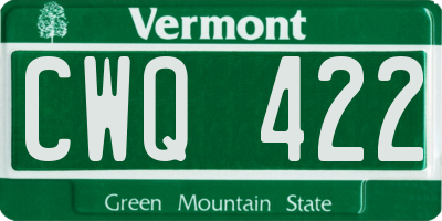 VT license plate CWQ422