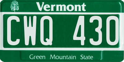VT license plate CWQ430