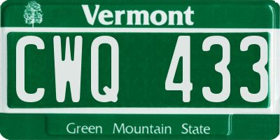 VT license plate CWQ433