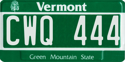 VT license plate CWQ444