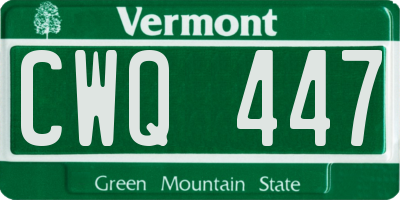 VT license plate CWQ447