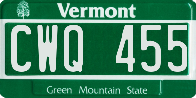 VT license plate CWQ455