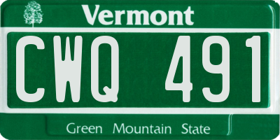 VT license plate CWQ491