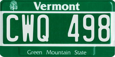 VT license plate CWQ498