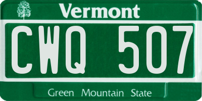 VT license plate CWQ507