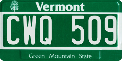 VT license plate CWQ509