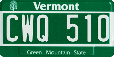 VT license plate CWQ510