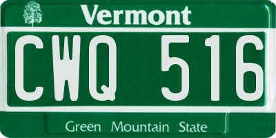 VT license plate CWQ516