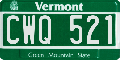 VT license plate CWQ521