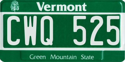 VT license plate CWQ525