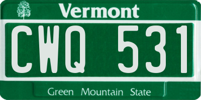 VT license plate CWQ531