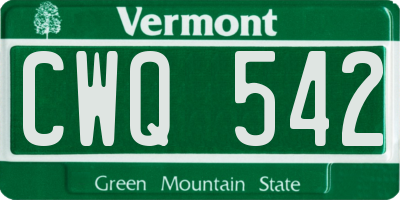 VT license plate CWQ542