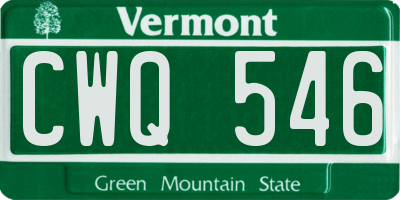 VT license plate CWQ546