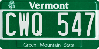 VT license plate CWQ547