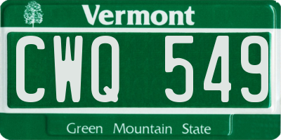 VT license plate CWQ549