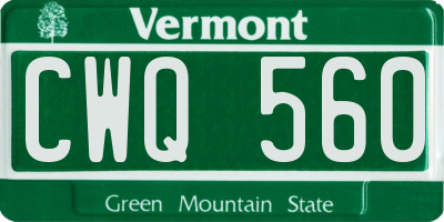 VT license plate CWQ560