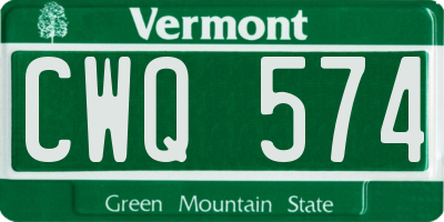 VT license plate CWQ574