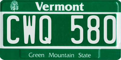 VT license plate CWQ580