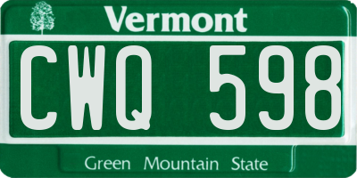 VT license plate CWQ598