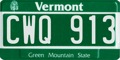 VT license plate CWQ913