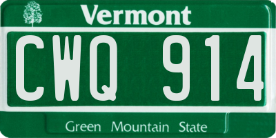 VT license plate CWQ914