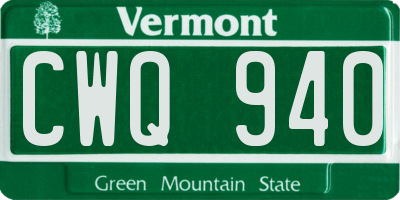 VT license plate CWQ940