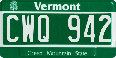 VT license plate CWQ942