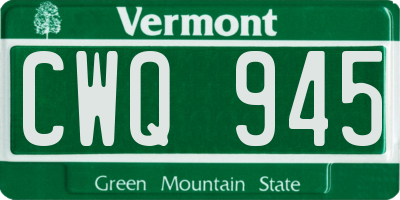 VT license plate CWQ945